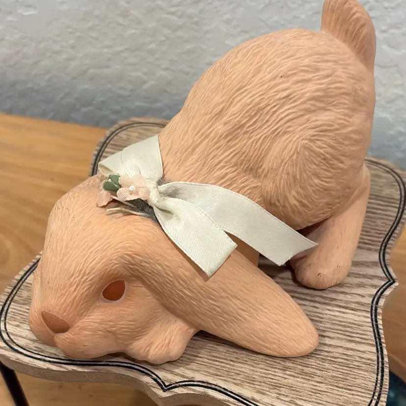Terracotta-style Ceramic Lying Bunny