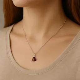 Sterling Silver Enamel Ladybug Pendant Necklace 925 RO Italy 16” Chain