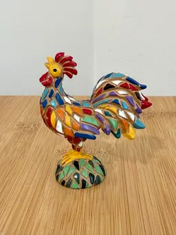 3”Miniature Resin Hand Painted Mosaic Rooster