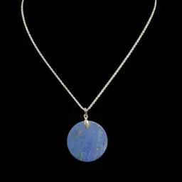 28.  Lapis Lazuli Round Pendant Necklace. Silvertone Rope Chain With A Beautiful Lapis Lazuli !!! Plus A Extra Lapis Lazuli  Pendant!!!