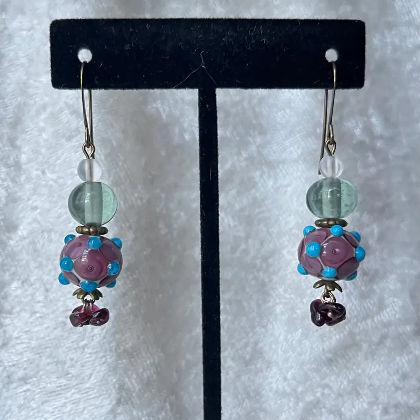 #73 "Arizona Grape Slushies" Series - Handmade by Me -- Lampwork Glass Earrings