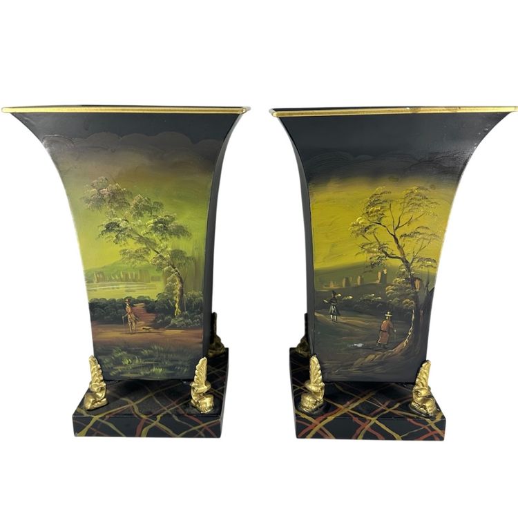Set 2 Hand Painted Decorative Vases