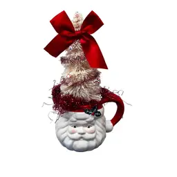 001 Made By Me Santa mug, assemblage Christmas decor