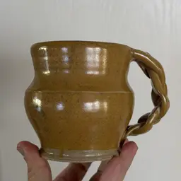 Vintage Studio Pottery Braided Handle Mug