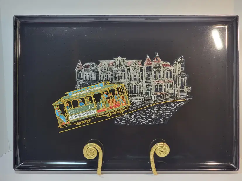 Vintage Couroc Tray Gumps San Francisco Cable Car