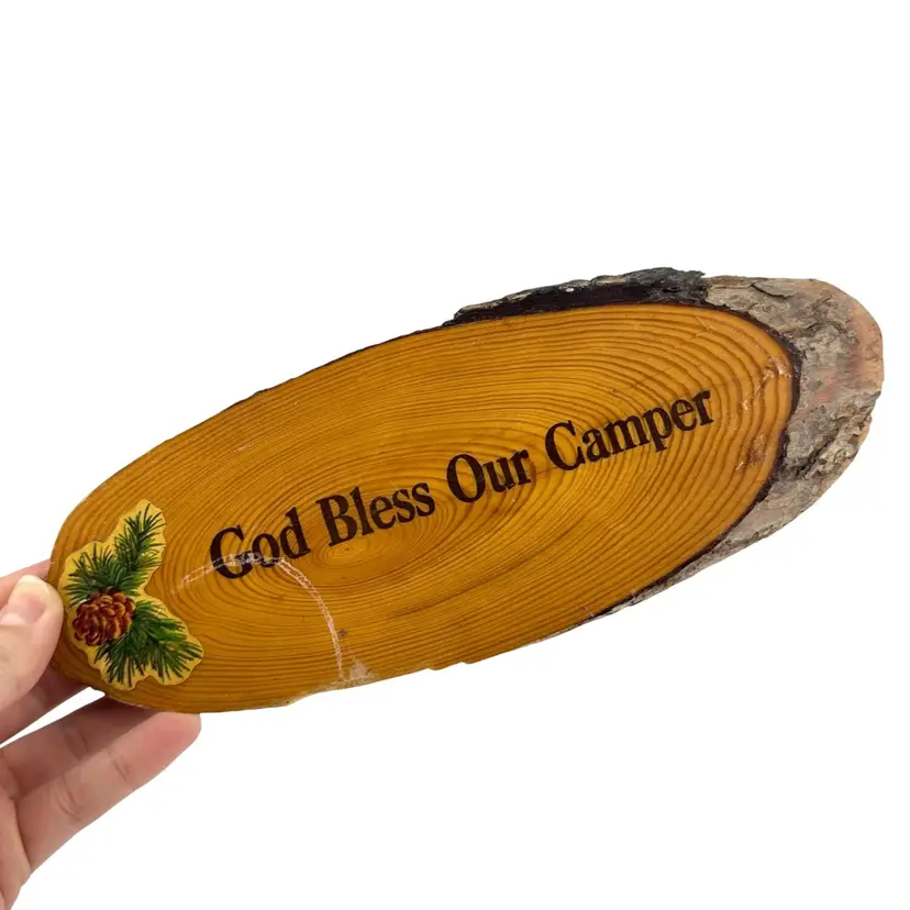 Wooden “God Bless Our Camper” Wall Hanging