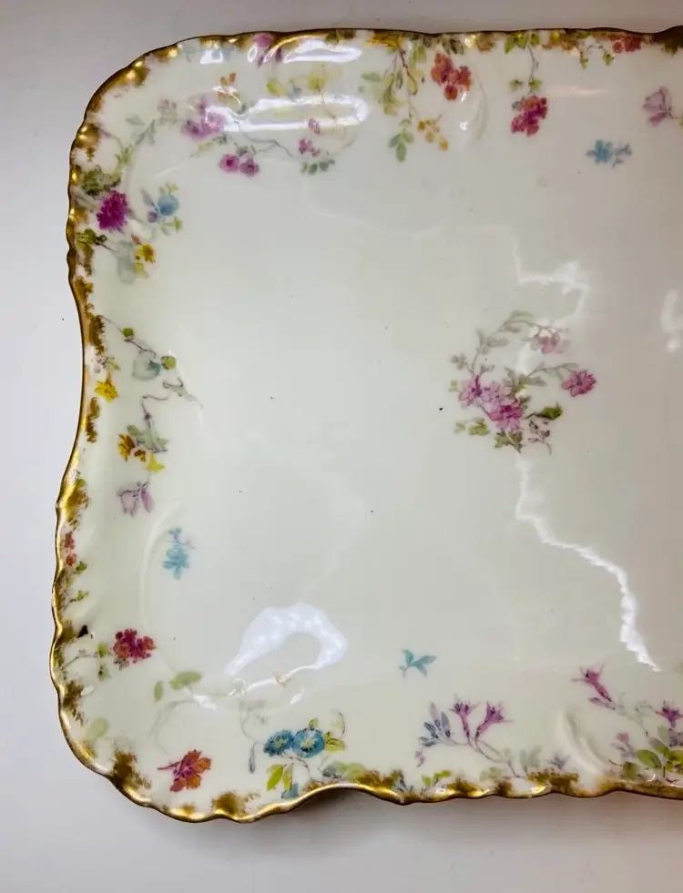 Vintage Haviland Limoges Porcelain Floral Serving Tray Formal Classic Elegant Dining French Country
