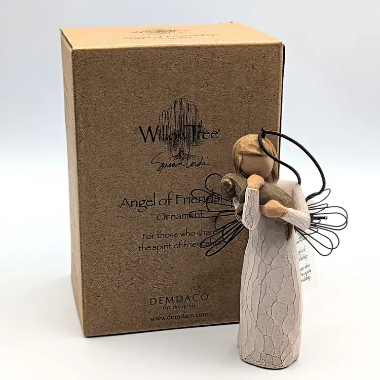 Willow Tree Angel of Friendship Girl With Dog Puppy Demdaco Ornament w/Box 4"