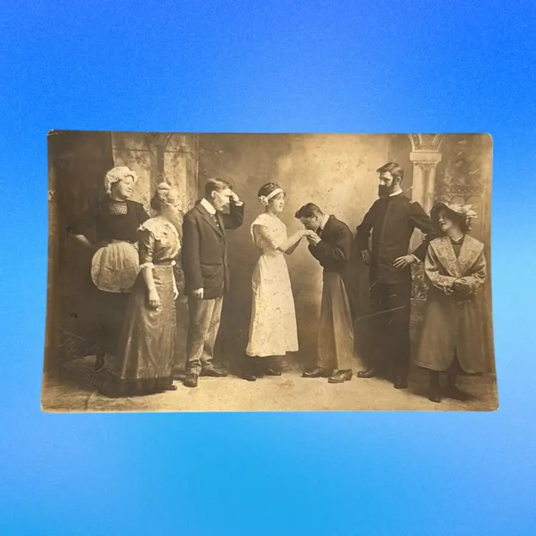 Antique Victorian Postcard Romantic Scene The L. Studios Oconto, Wis. 5.5”x 3.5”