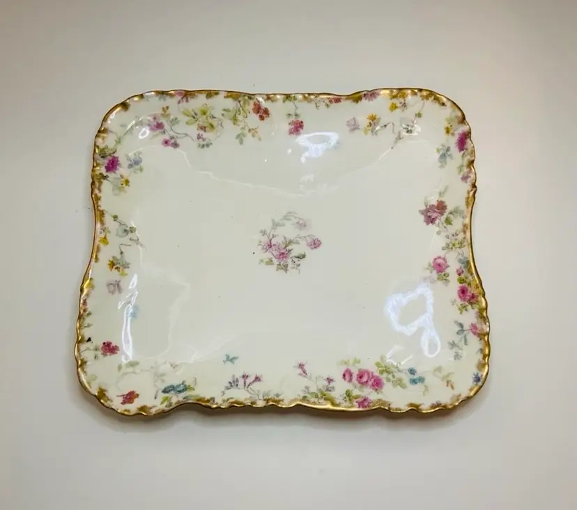 Vintage Haviland Limoges Porcelain Floral Serving Tray Formal Classic Elegant Dining French Country