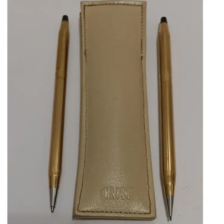Cross Brand Gold Filled Pen And Mechanical Pencil Set W/Case; Very Nice Vintage Condition