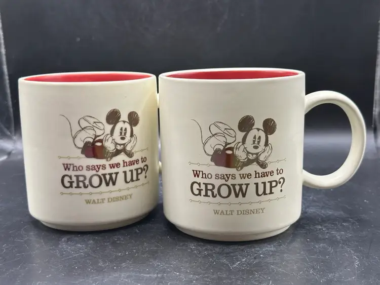 2-Hallmark Disney " Who says we have to grow up?" Mickey Mouse Coffee/ Tea  Mug