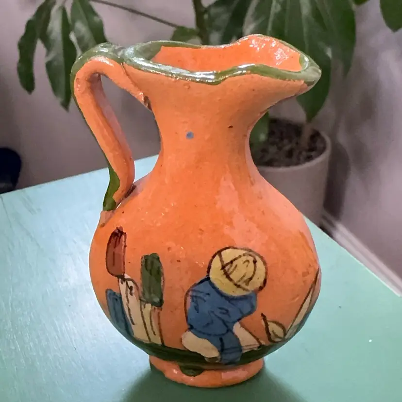 Vintage Mexican Folk Art Mini Pitcher 3”