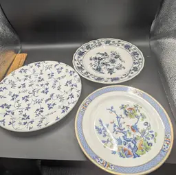 Vintage Lot of 3 Blue and White Plates-Windsor Brown Italy, Nikko Double Phoenix and Grimwades Stoke on Trent England