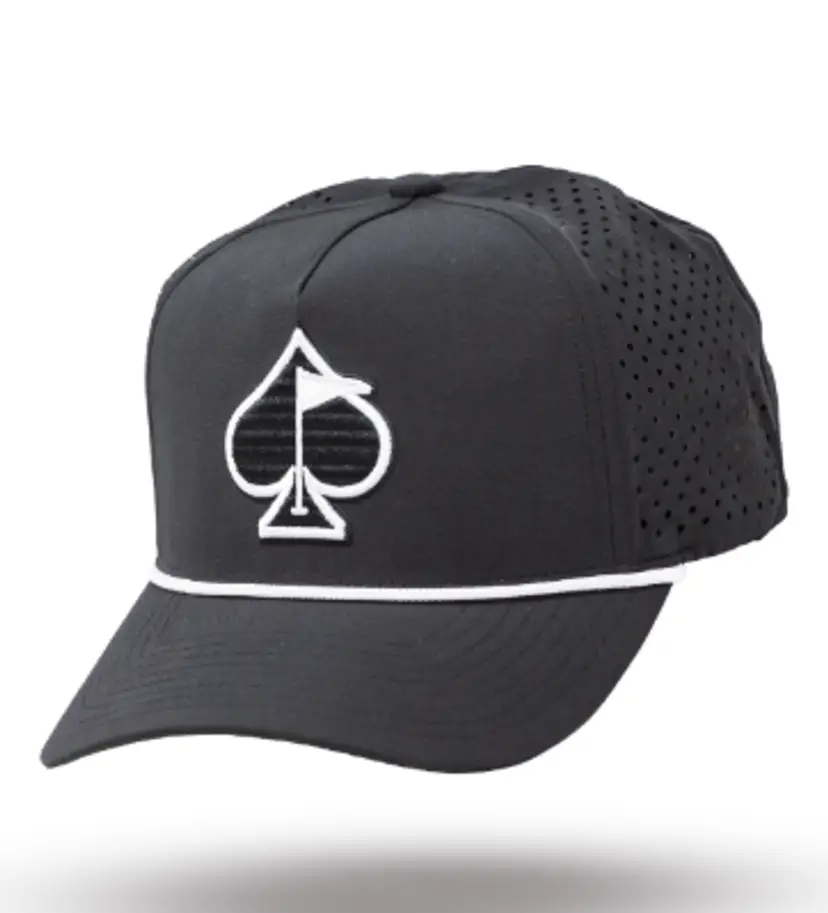 Pins and Aces PERFORATED ROPE HAT - BLACK