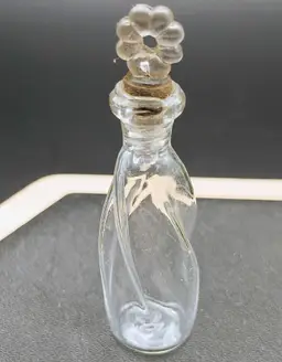 Rare Miniature Handblown Perfume Bottle with Threaded Stopper.