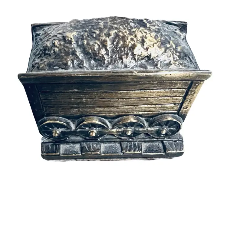 Vintage Heavy Brass Coal Mine Cart Table Top Decor Paperweight