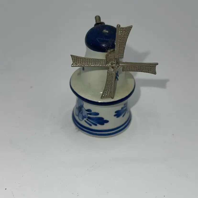 TWO Vintage Delft Miniature Vase Pitchers with Blue White, Hand Crafted 2.25 in Chip