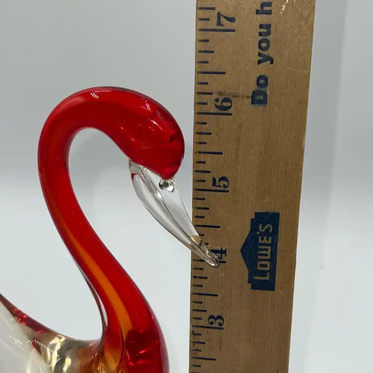 Art Glass Swan Figure Paperweight 6.25”