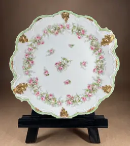 Limoges Coronet Porcelain Floral Gold Trim Serving Dish Plate France