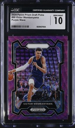 2024 Panini Prizm Draft Picks Victor Wembanyama #99 Purple Wave Prizm CGC 10