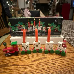 Vintage Christmas  Noel Holiday Candle Train In Original Box Candles Included