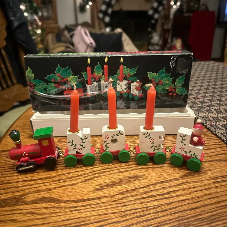 Vintage Christmas Noel Holiday Candle Train In Original Box Candles Included