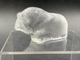 lol Hadeland Norway Glass Musk Ox Bison Buffalo Figurine 3” Vintage Scandinavian Glass