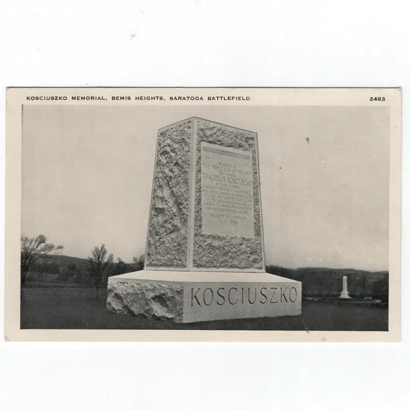 Vintage Postcard kosciuszko Memorial Saratoga Battlefield Bemis Heights Unposted