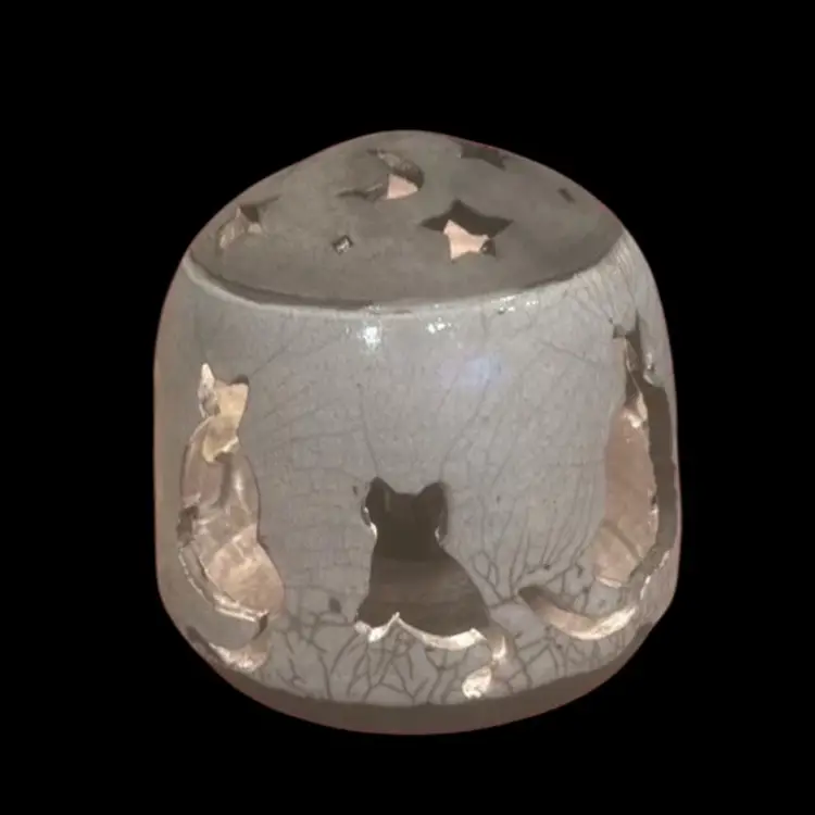 Cats & Stars Pottery Lamp Seagrove NC Pottery