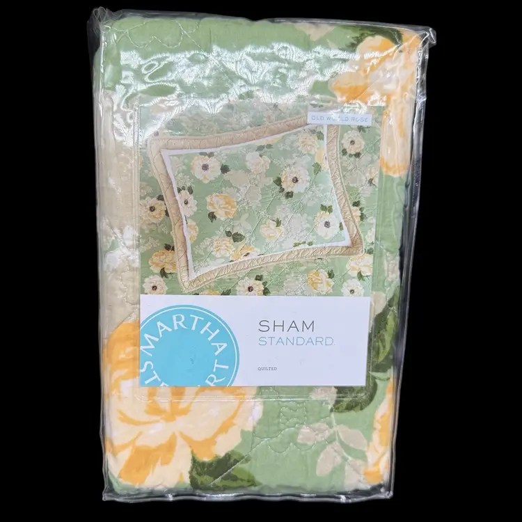 Martha Stewart Collection Old World Rose Standard Pillow Sham Quilted Floral