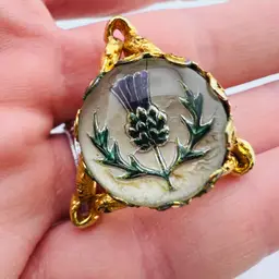 Vintage Scottish Thistle Scarf Ring READ