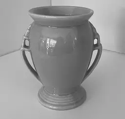 Haeger Pottery, Dundee, Illinois, gray vase/planter/urn, double handles. Original sticker, 4.5” tall. Beautiful condition!