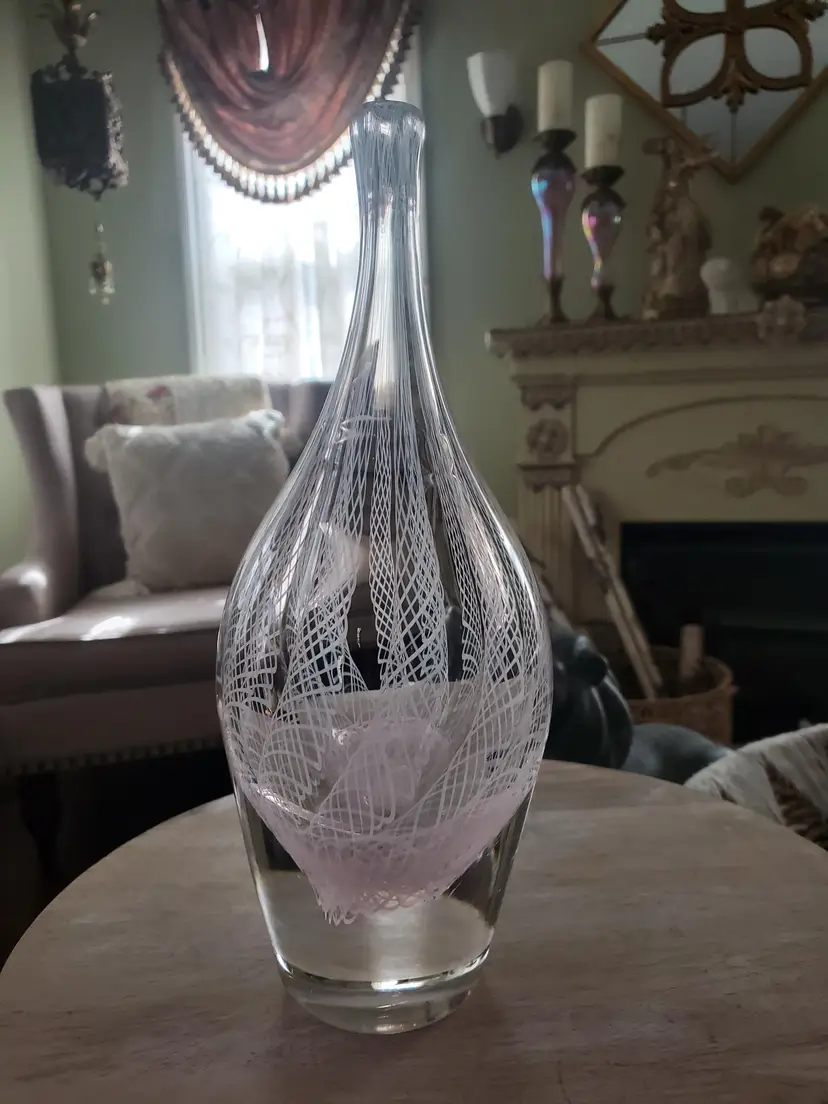 Gorgeous Latticino Cased Glass Vase