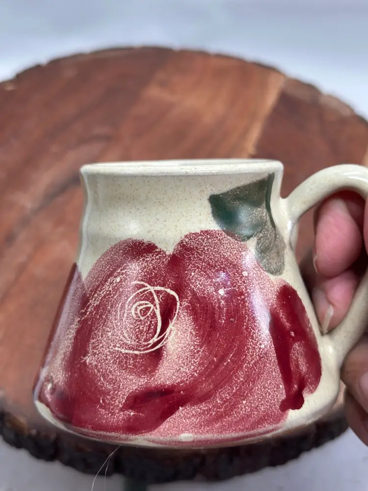 Paragon Pottery Roses Mug Cup Coffee Handmade Stamped RARE Stamped