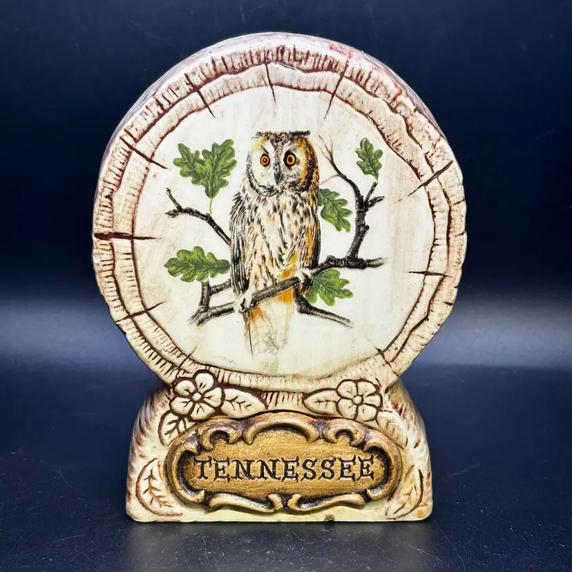 Treasure Craft Owl On Wood Tennessee Coin Bank 5”