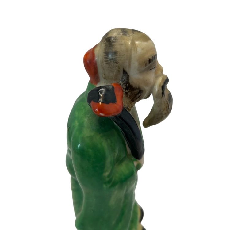 Occupied Japan Hand Painted Asian Man 6 “ Tall One Bobble On Back Glazed Over