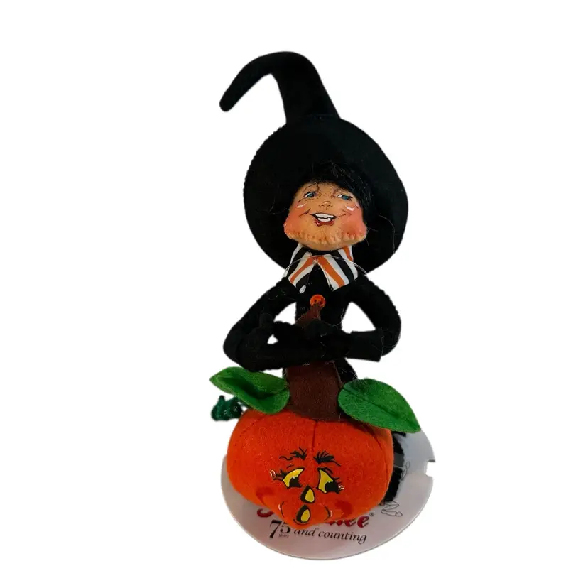 Annalee Doll Halloween Elf Witch Pumpkin Jack O Lantern 6" Pose-able New