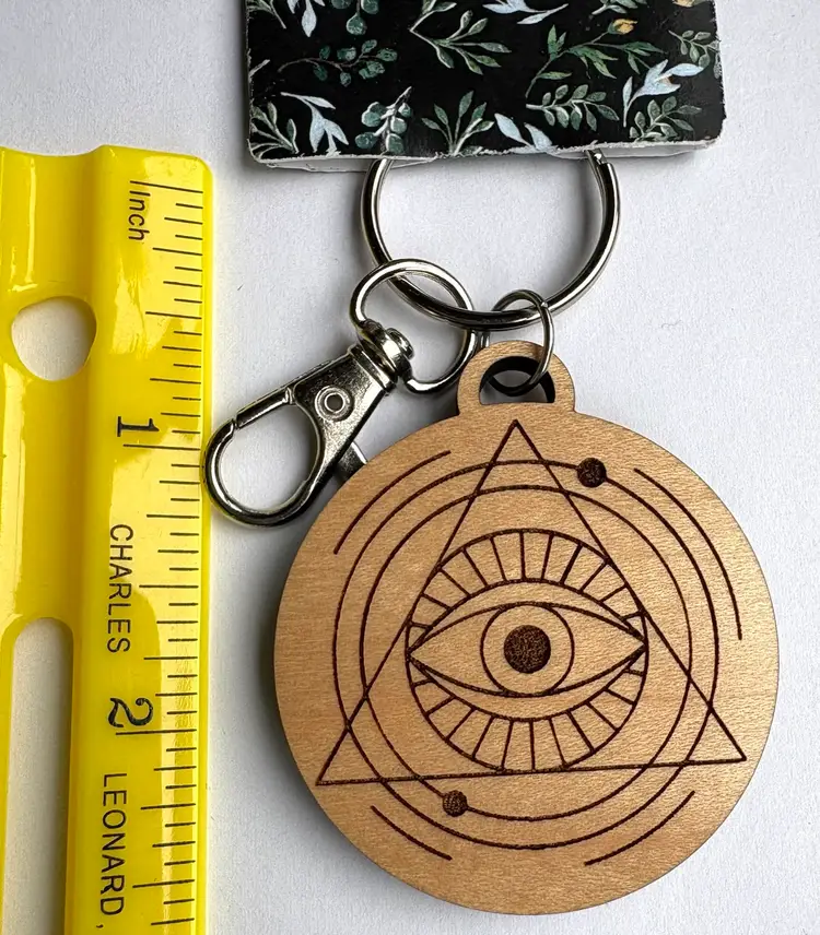 New Wooden Eye Engraved Keychain