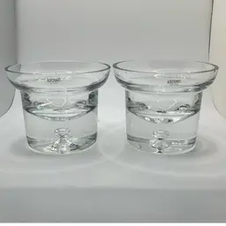 PAIR of Krosno Poland Glass Candle Holders