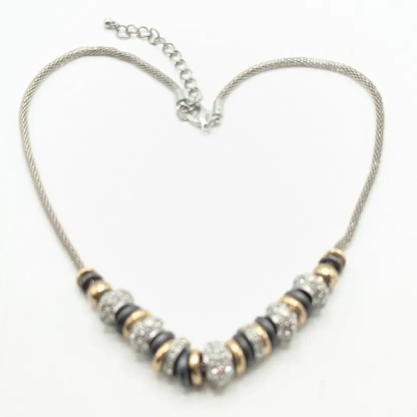 Silver Tone European Charm and Snake Chain Necklace Jewelry