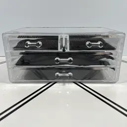 Clear Acrylic Cosmetic Organizer 3 Drawer Makeup Jewelry Display Storage Box