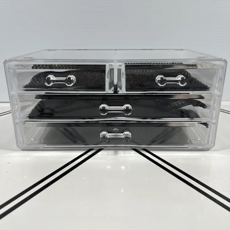 Clear Acrylic Cosmetic Organizer 3 Drawer Makeup Jewelry Display Storage Box