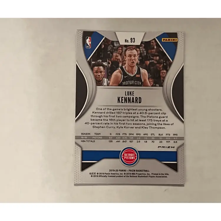 2019-20 PANINI PRIZM LUKE KENNARD #93 RUBY WAVE