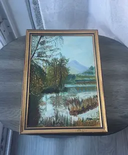 Chawin? Vintage Framed Landscape Oil Painting 11.5” X 8.5”