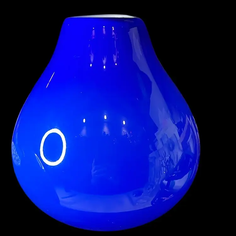 Vintage Modernist Blue Glass Cased Vase: 5.5”x6.5x5.5”