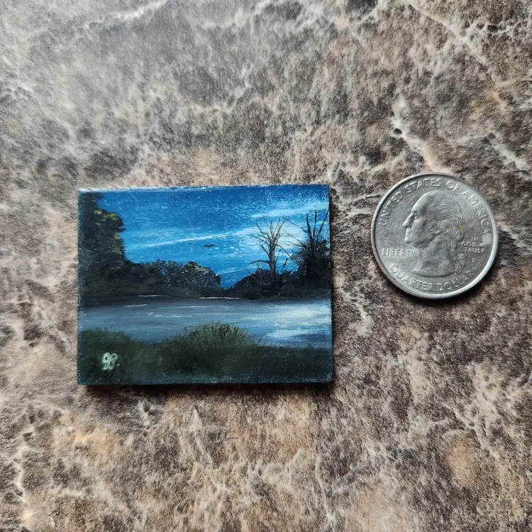 Miniature Oil Painting On Masonite Board Signed By The Artist Free Shipping