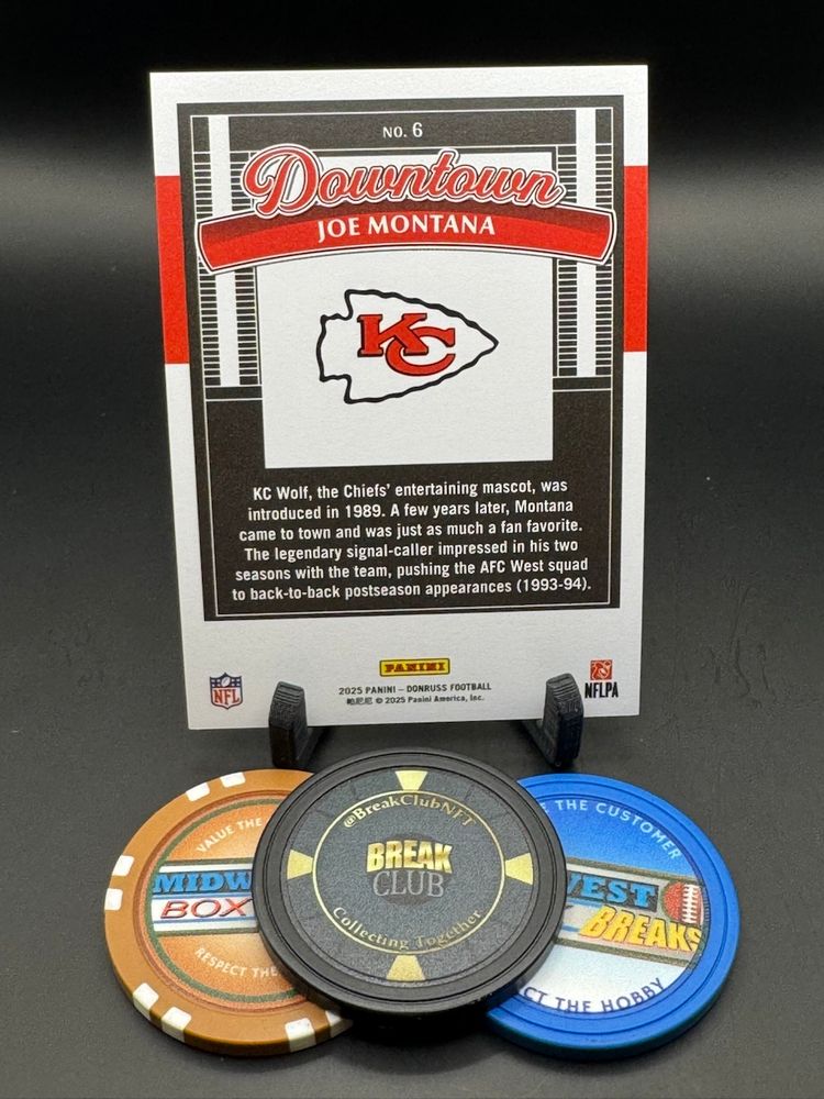 Joe Montana Downtown SSP Case Hit 2025 Donruss Kansas City Chiefs