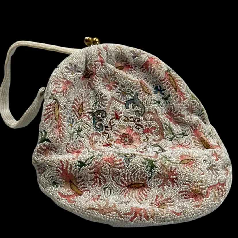 Beaded Embroidered By Hand Bag Purse Belgium By Walborg 8” x 7.5”