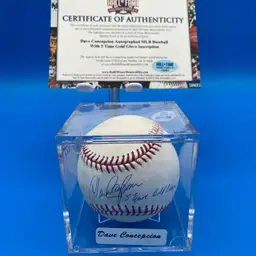 Dave Concepcion 5 Time Gold Glove Autographed Major League Baseball w COA & Case